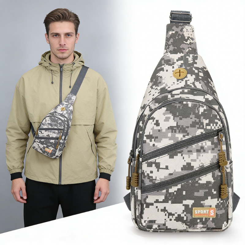 Cycling Gear Tote - Men Tactical Sling Bag Earphone Hole