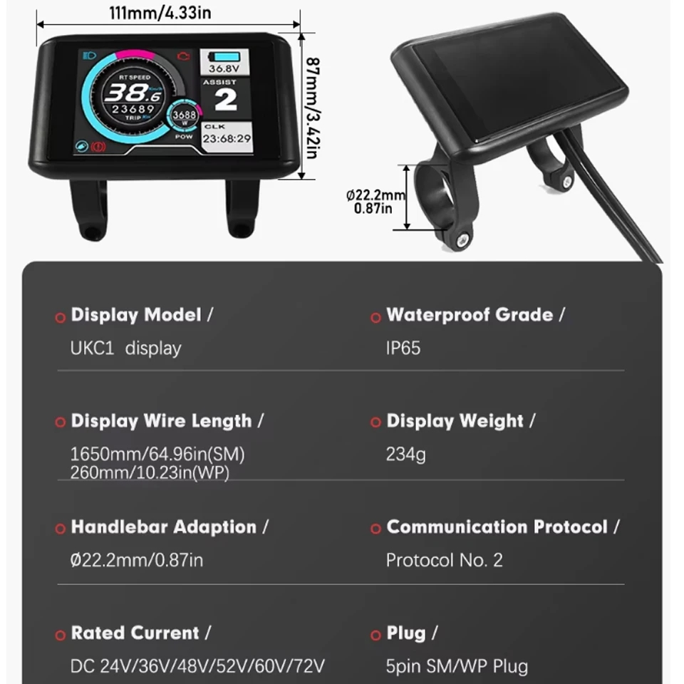 24V-72V UKC1/UKC1+ Colour Disp - Cycling Gear Display recensione e prezzo